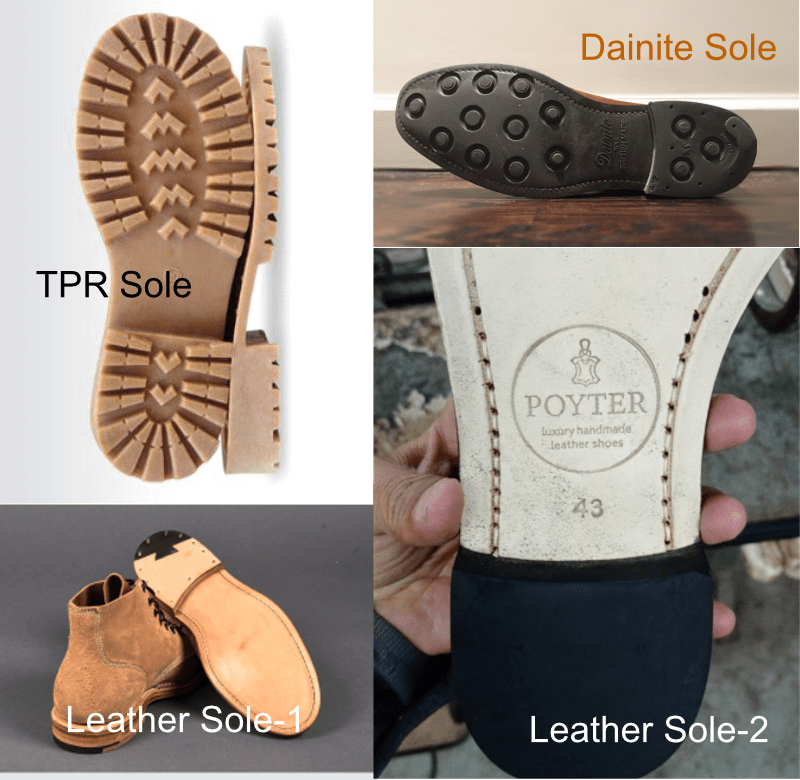 Types of Shoe Soles - Leather, Dainite, TPR, Rubber